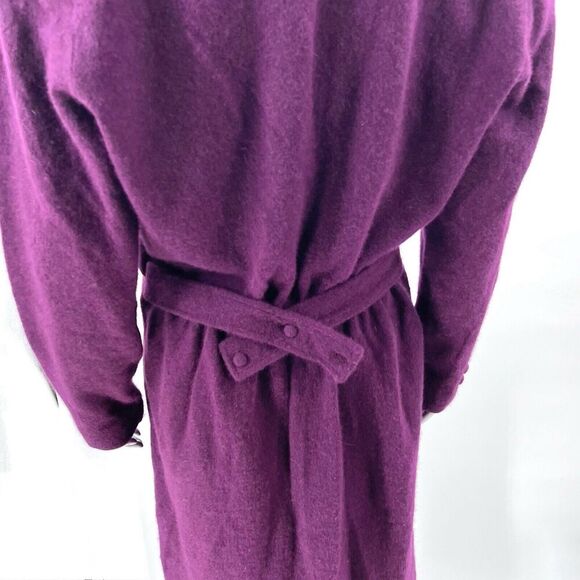 VTG Vicunol Argentina Purple Merino Angora Wool Long Slv Sweater Dress & Sash - Picture 6 of 10